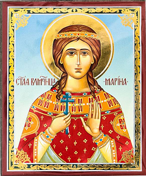 Икона на планшете Марина Антиохийская, вмц.  6 х  9 см