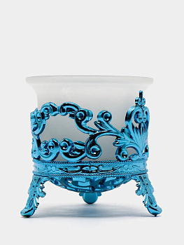 Лампада настольная в оправе (матовое стекло, голубая) 