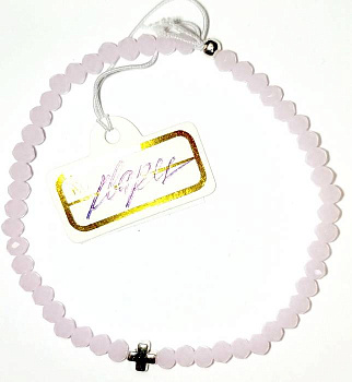 Четки-браслет из натурального камня Кварц цвет РОЗА d=4 мм, 50 зерен