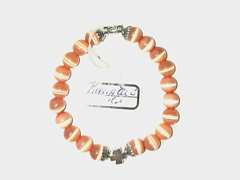 Четки-браслет из натурального камня Кошачий глаз, d=8 мм, 20 зерен