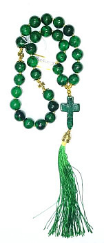 Четки из натурального камня МАЛАХИТ d=12 мм, 30 зёрен 