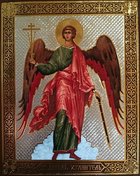 Икона Ангел-Хранитель ростовой на деревянной доске 12,5 х 15,5 см