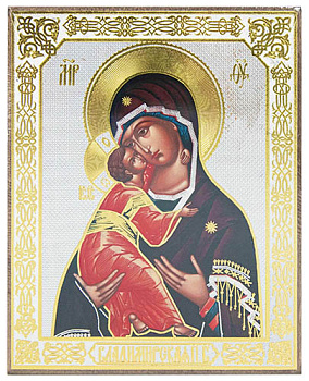 Икона Владимирская Божия Матерь на деревянной доске 12,5х15,5 см