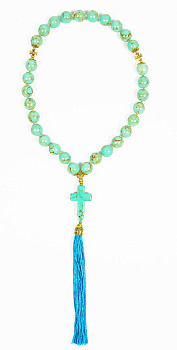 Четки из натурального камня цвет БИРЮЗА  светлая d=12 мм, 30 зёрен 