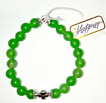 Четки-браслет из натурального камня НЕФРИТ d=8 мм, 20 зерен