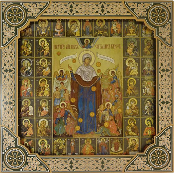 Икона Божией Матери Всех скорбящих Радость и Собор Богородицы  в рамке под стеклом