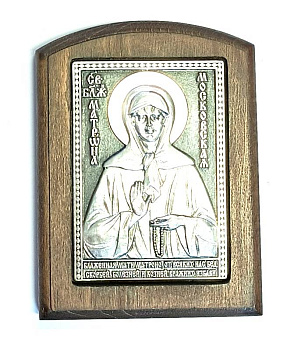Икона на дереве СВЯТАЯ БЛАЖЕННАЯ МАТРОНА МОСКОВСКАЯ , гальваника, 11 х 8 см