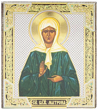 Икона Матрона Московская малая на деревянной доске 9 х 12 см