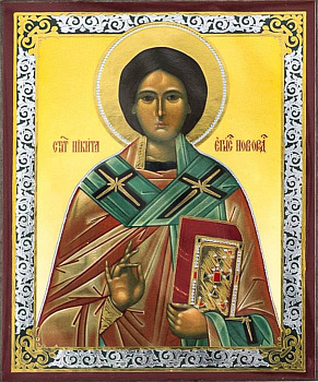 Икона на планшете Святитель Никита, затворник Печерский, епископ Новгородский 