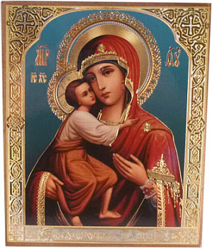 Икона Феодоровская Божия Матерь на деревянной доске 17х21 см