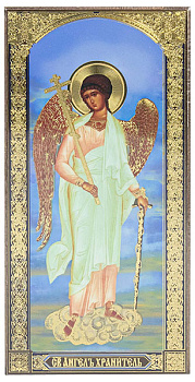 Икона Ангел Хранитель ростовая малая на деревянной доске 9х18 см
