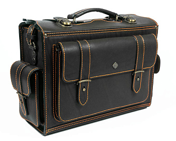 Кофр требный средний тёмно-коричневый со светлой строчкой, 32 х 24 х 12 см