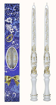 Свечи венчальные парафиновые с золотым декором 33 см 