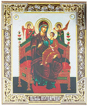 Икона Всецарица на деревянной доске12,5 х 15,5 см