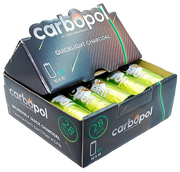 Уголь быстроразжигаемый "Carbopol",  d28 100 шт