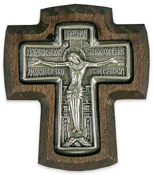 Крест Гальваника на дереве автомобильный, малый, 5 х 4,5 см