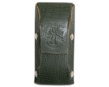 Футляр для очков каркасный, с застёжкой-магнитом, тиснением орнамента-символа, кожа