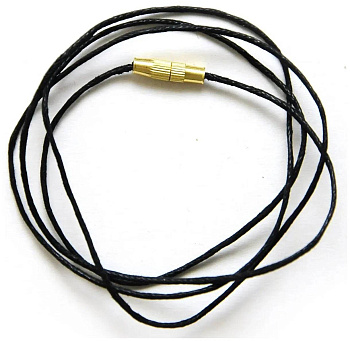 Гайтан (шнурок) для крестика хлопковый 60 см с замком, черный, гладкий (1 штука)