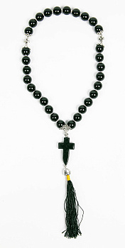 Четки из натурального камня АГАТ ЧЕРНЫЙ d=12 мм, 30 зёрен 