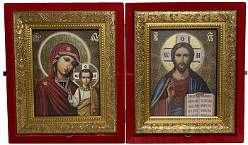 Складень с иконой № 8 классический, бархат