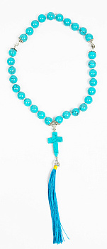 Четки из натурального камня цвет БИРЮЗА d=12 мм, 30 зёрен 